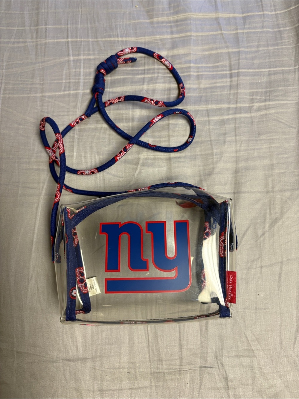 Vera Bradley Clear Crossbody Bag in Blue and Red with NY Logo